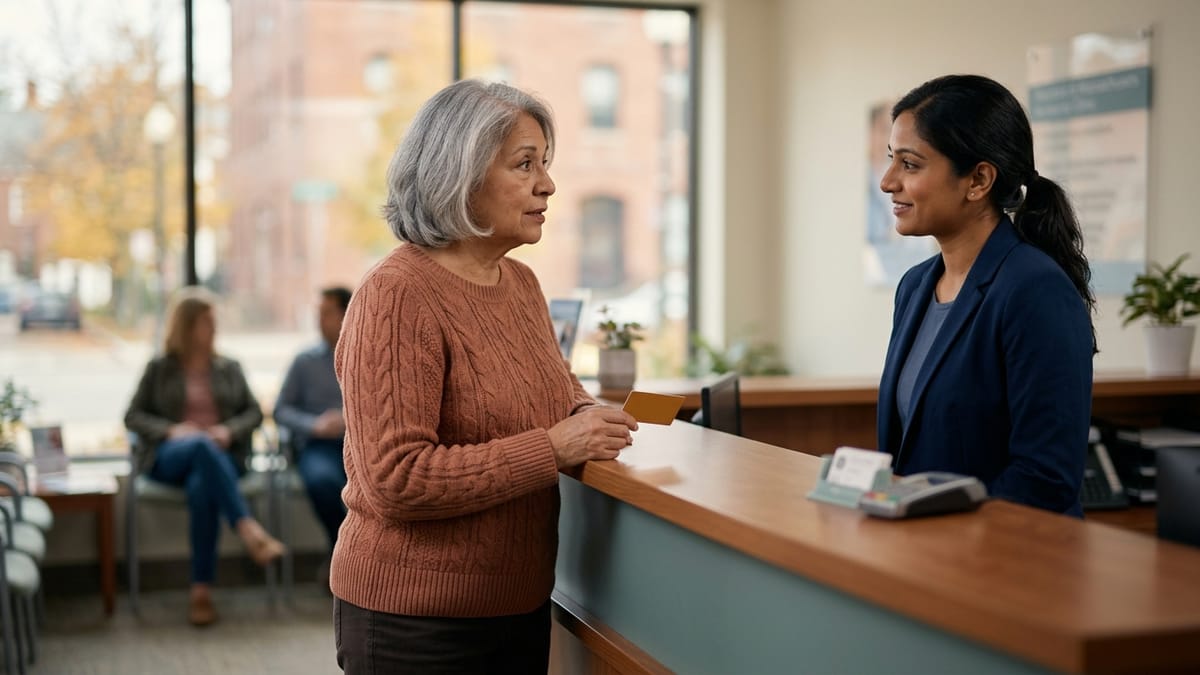 A Medicare member confirming that a clinic accepts their PFFS plan